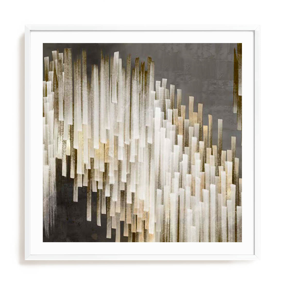 Wall Art Print Poster In White Frame - Icicles I Abstract Art