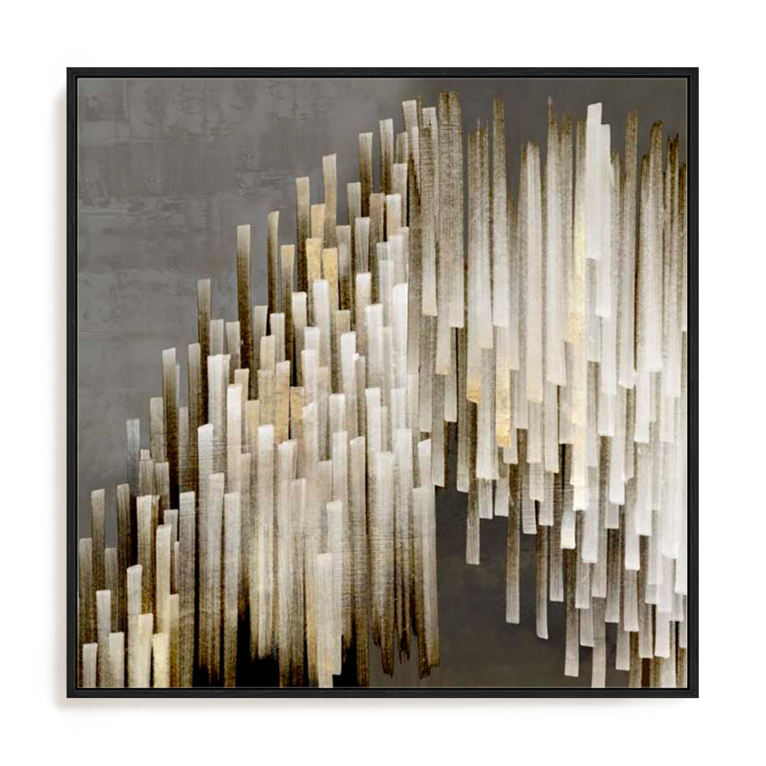 Wall Art Stretched Canvas In Black Frame - Icicles Iii Abstract Art