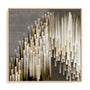 Wall Art Stretched Canvas In Natural Oak  Frame - Icicles Iii Abstract Art