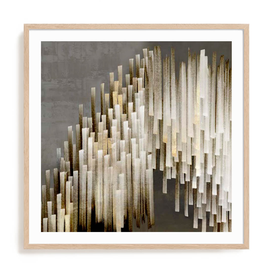 Wall Art Print Poster In Natural Oak Frame - Icicles Iii Abstract Art