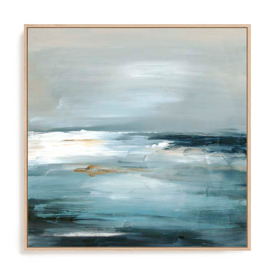Wall Art Stretched Canvas In Natural Oak  Frame - Be Bold Ii Coastal Art