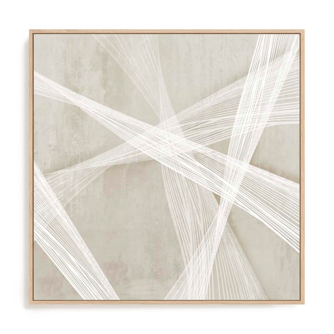 Wall Art Stretched Canvas In Natural Oak  Frame - Loomed Symmetry I Abstract Art