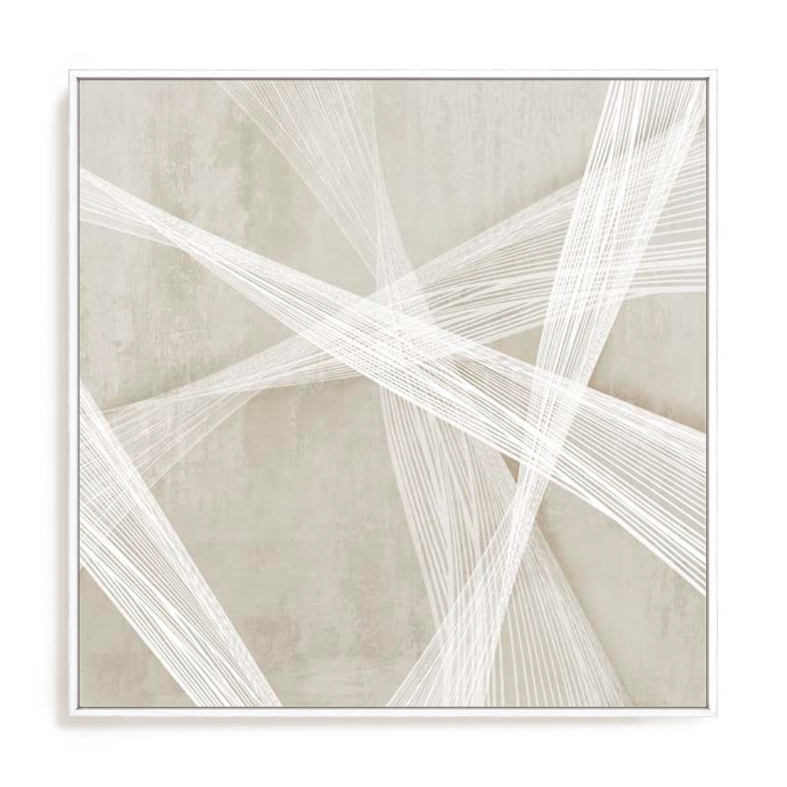 Wall Art Stretched Canvas In White  Frame - Loomed Symmetry I Abstract Art