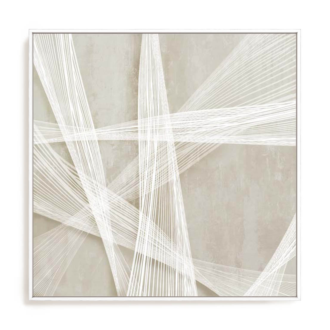 Wall Art Stretched Canvas In White  Frame - Loomed Symmetry Ii Abstract Art