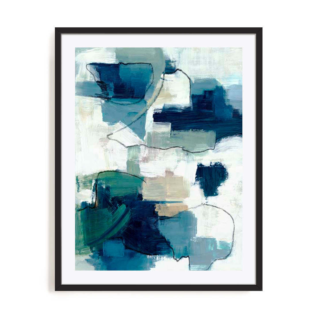 Wall Art Print Poster In Black Frame - Sapphire Dreams Abstract Art