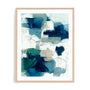 Wall Art Print Poster In Natural Oak Frame - Sapphire Dreams Abstract Art