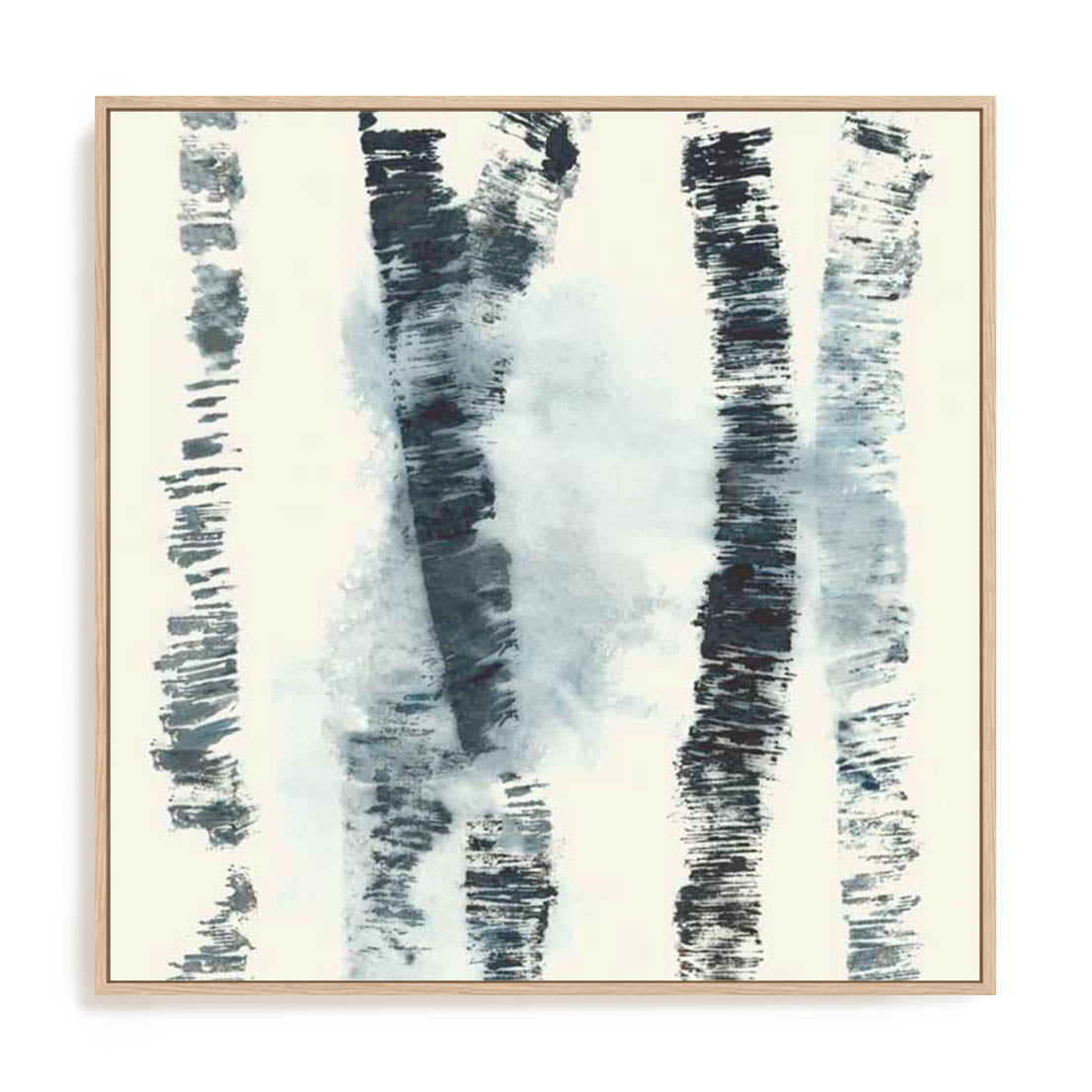 Wall Art Stretched Canvas In Natural Oak  Frame - Birch Echos I Abstract Art