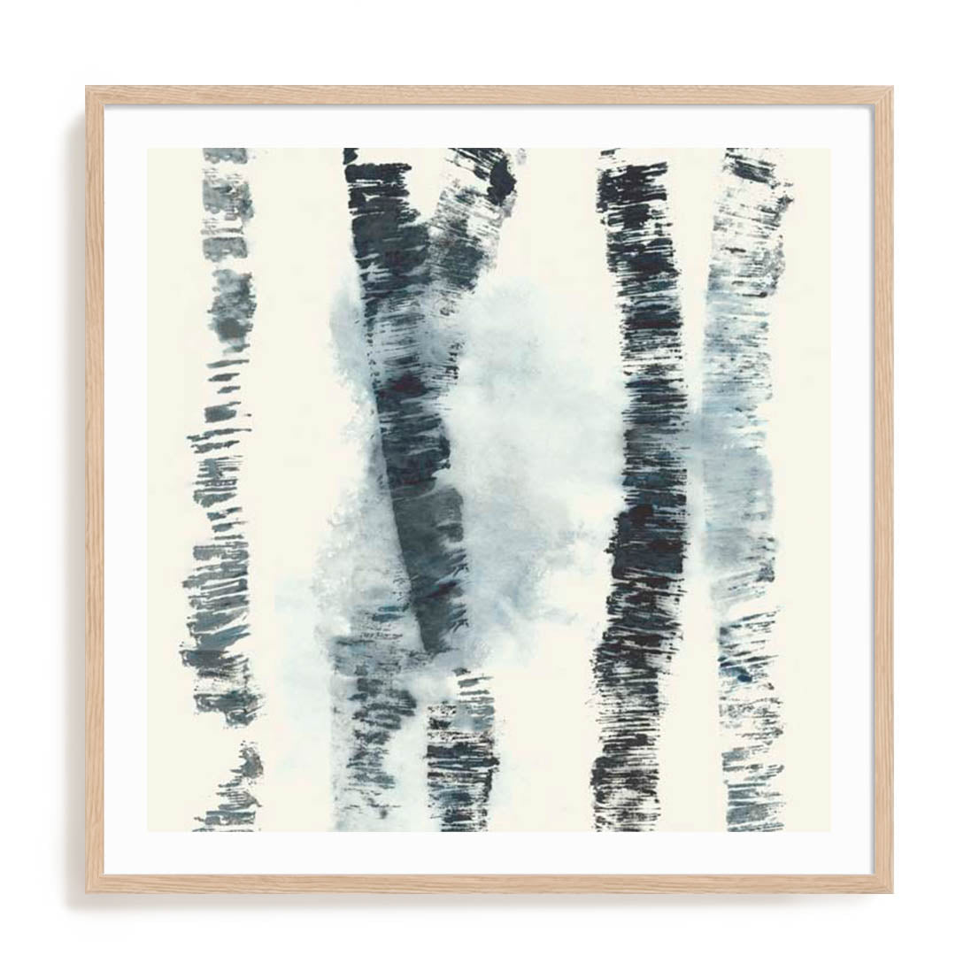 Wall Art Print Poster In Natural Oak Frame - Birch Echos I Abstract Art