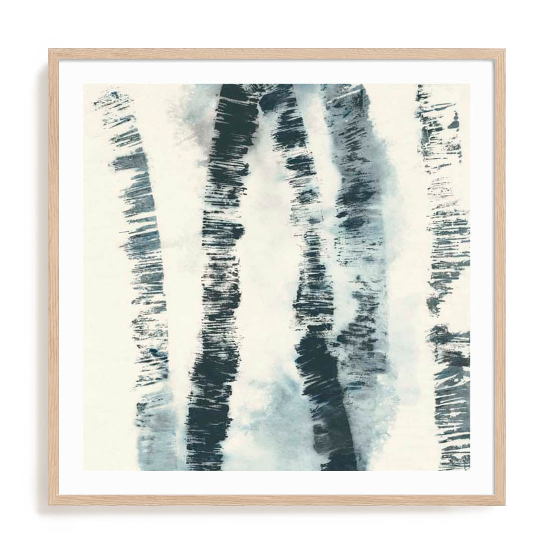Wall Art Print Poster In Natural Oak Frame - Birch Echos Ii Abstract Art
