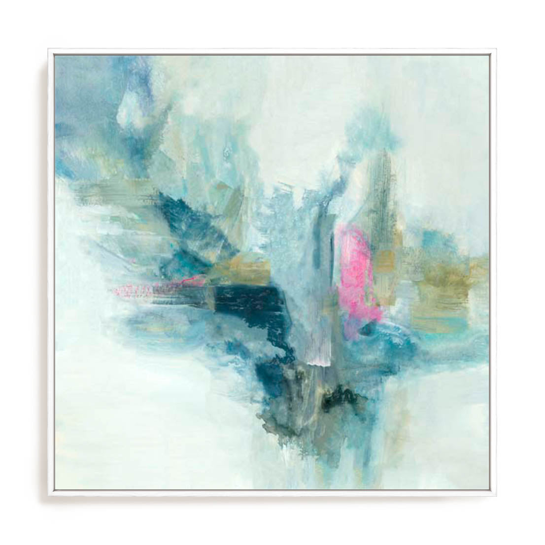 Wall Art Stretched Canvas In White  Frame - Soft Fusion I Abstract Art