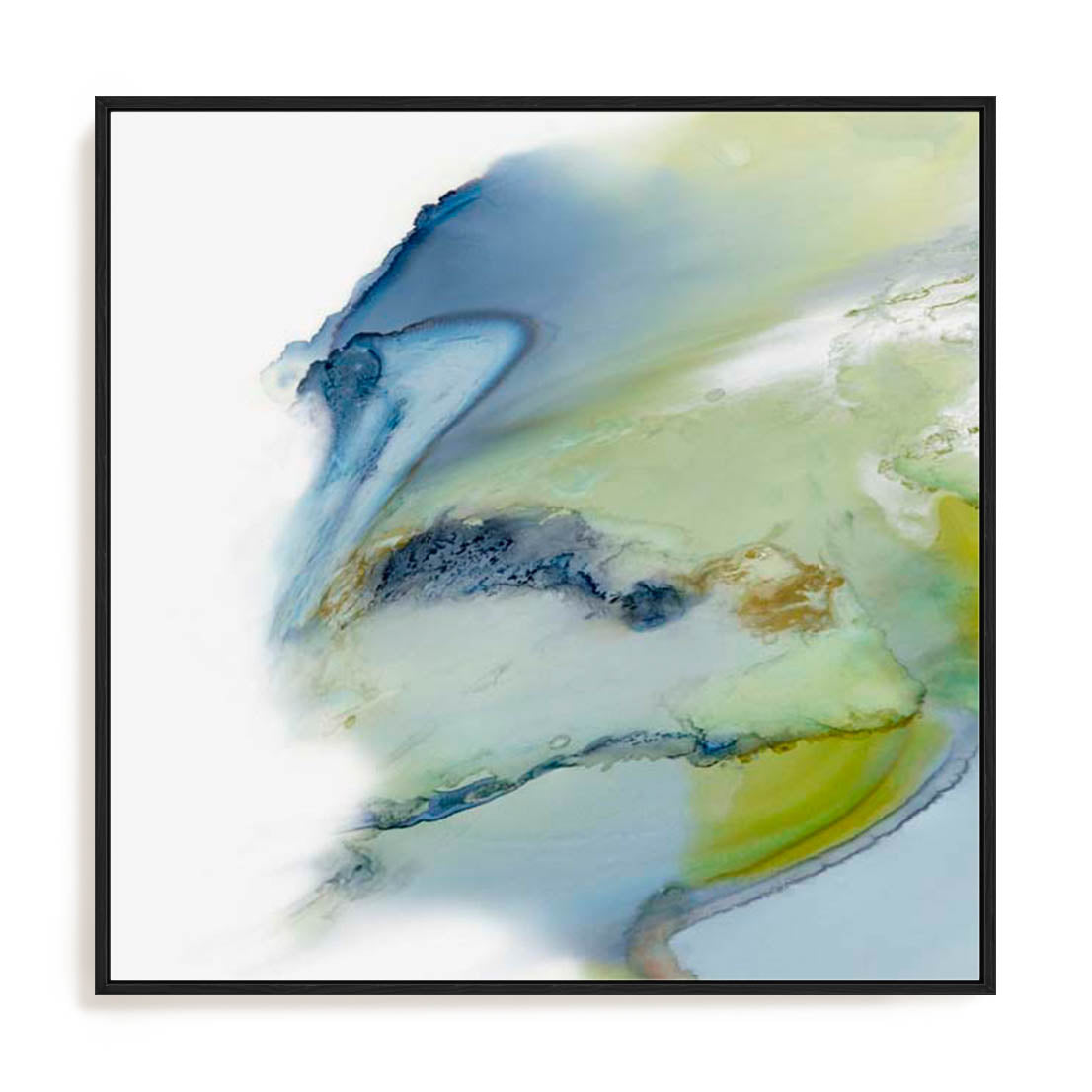 Wall Art Stretched Canvas In Black Frame - Sapphire Edge Abstract Art