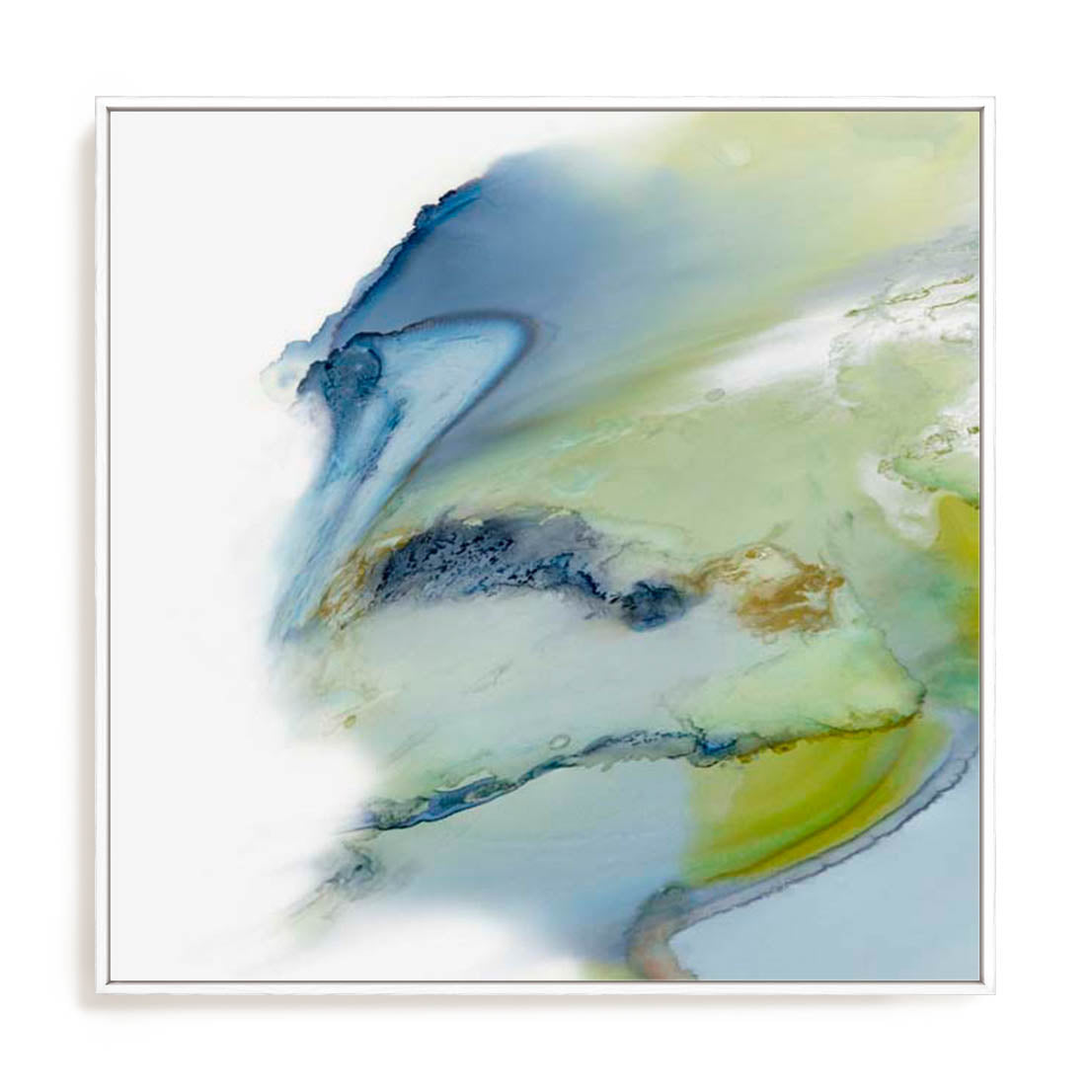 Wall Art Stretched Canvas In White  Frame - Sapphire Edge Abstract Art