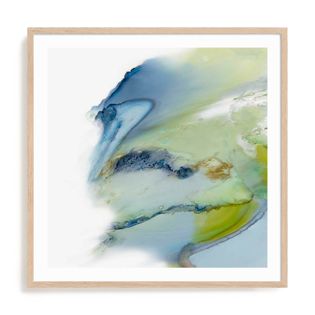Wall Art Print Poster In Natural Oak Frame - Sapphire Edge Abstract Art