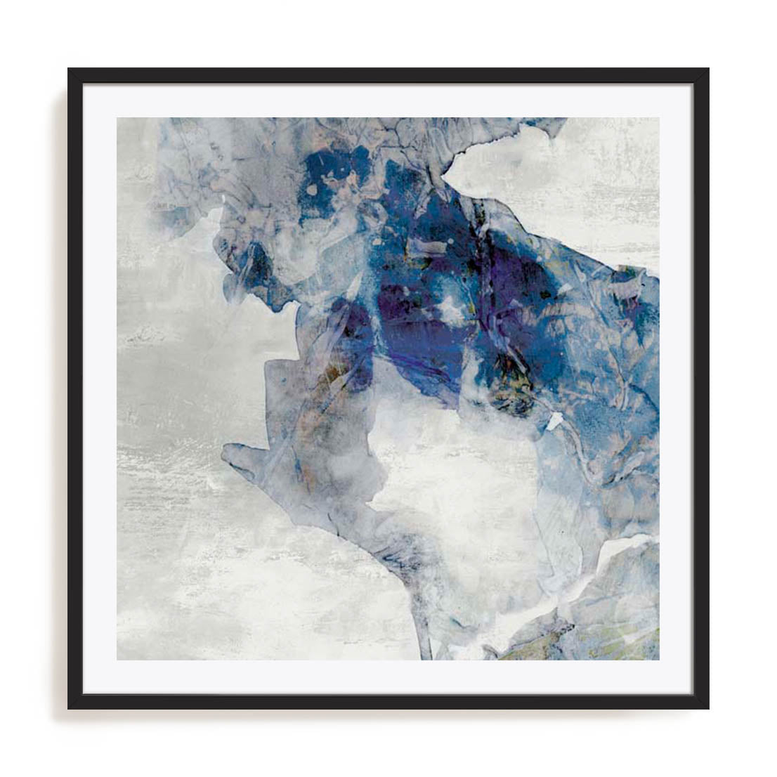 Wall Art Print Poster In Black Frame - Azure Swirl I Abstract Art