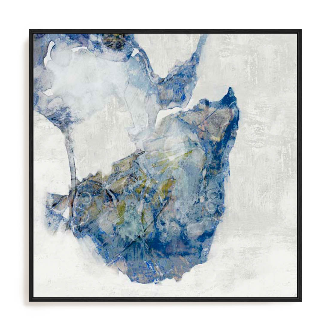 Wall Art Stretched Canvas In Black Frame - Azure Swirl Ii Abstract Art