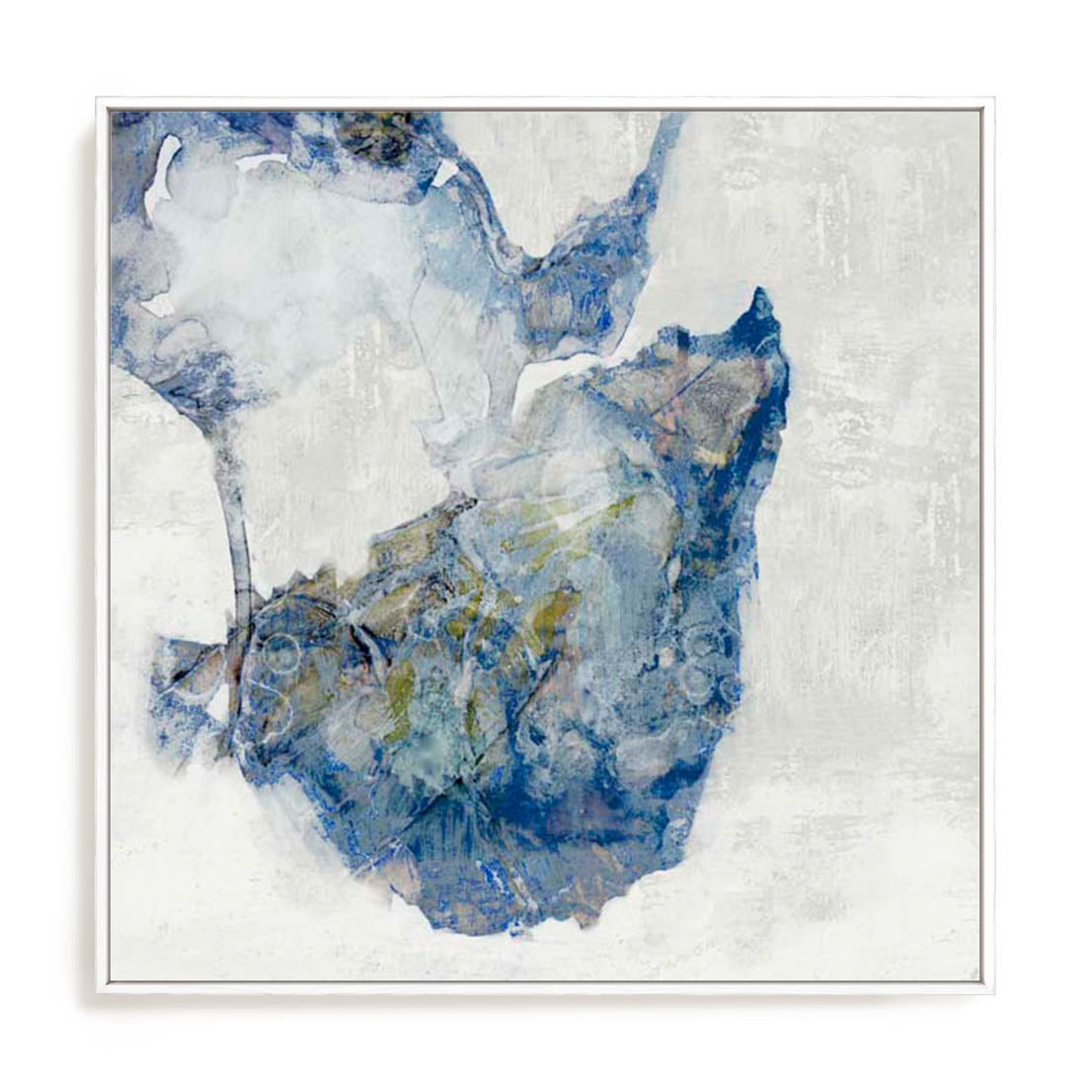 Wall Art Stretched Canvas In White  Frame - Azure Swirl Ii Abstract Art