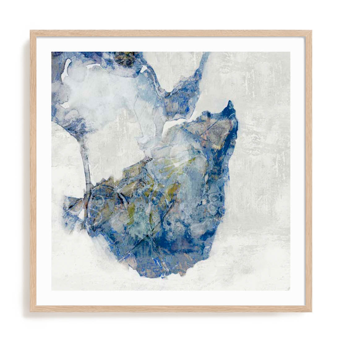 Wall Art Print Poster In Natural Oak Frame - Azure Swirl Ii Abstract Art