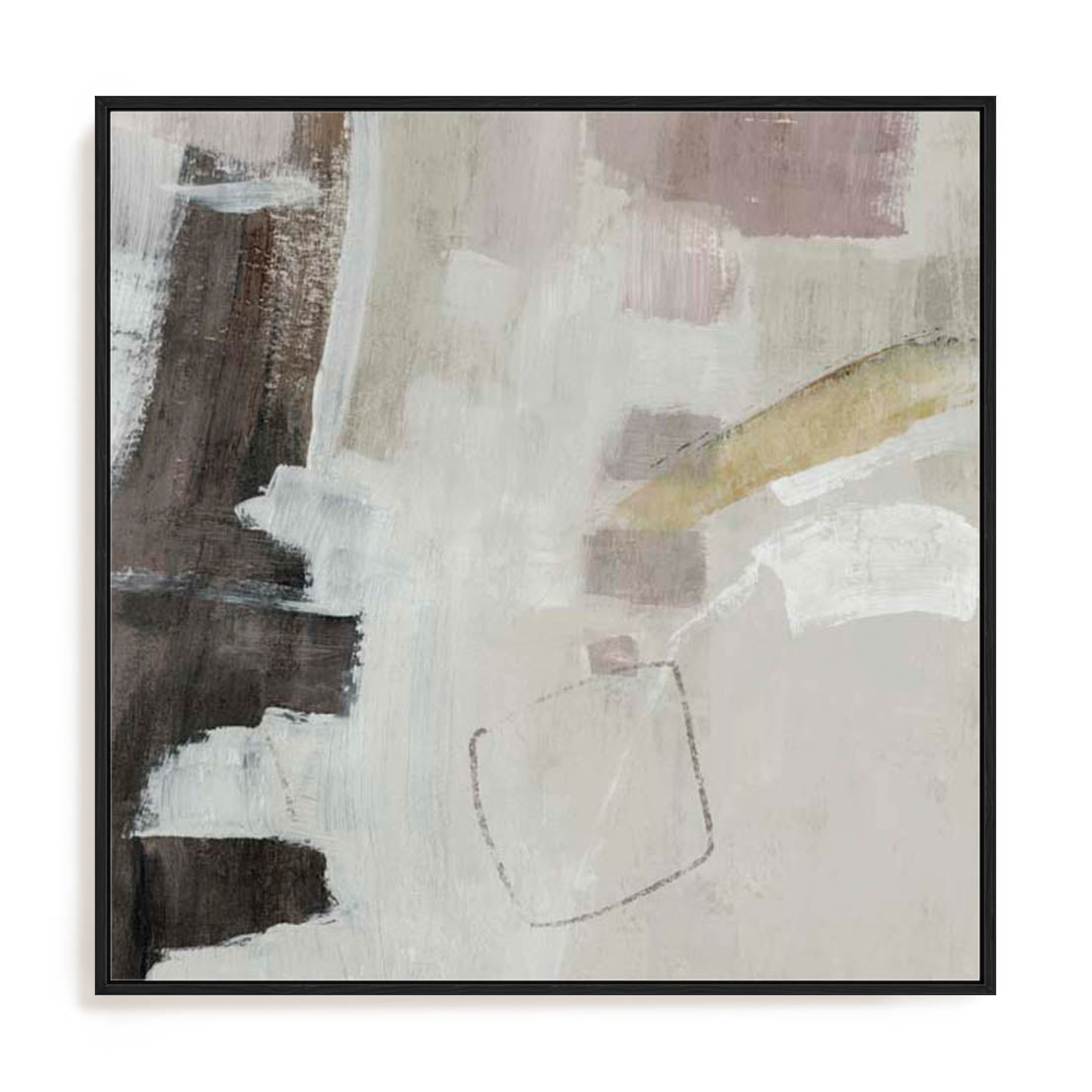 Wall Art Stretched Canvas In Black Frame - Warm Simplicity Ii Abstract Art