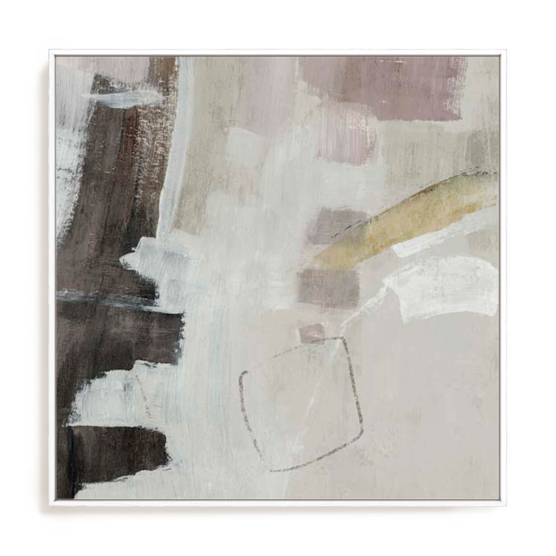 Wall Art Stretched Canvas In White  Frame - Warm Simplicity Ii Abstract Art