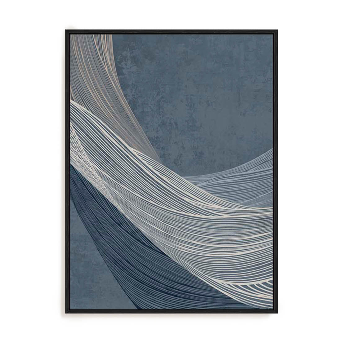Wall Art Stretched Canvas In Black Frame - Indigo Threads Ii Abstract Art