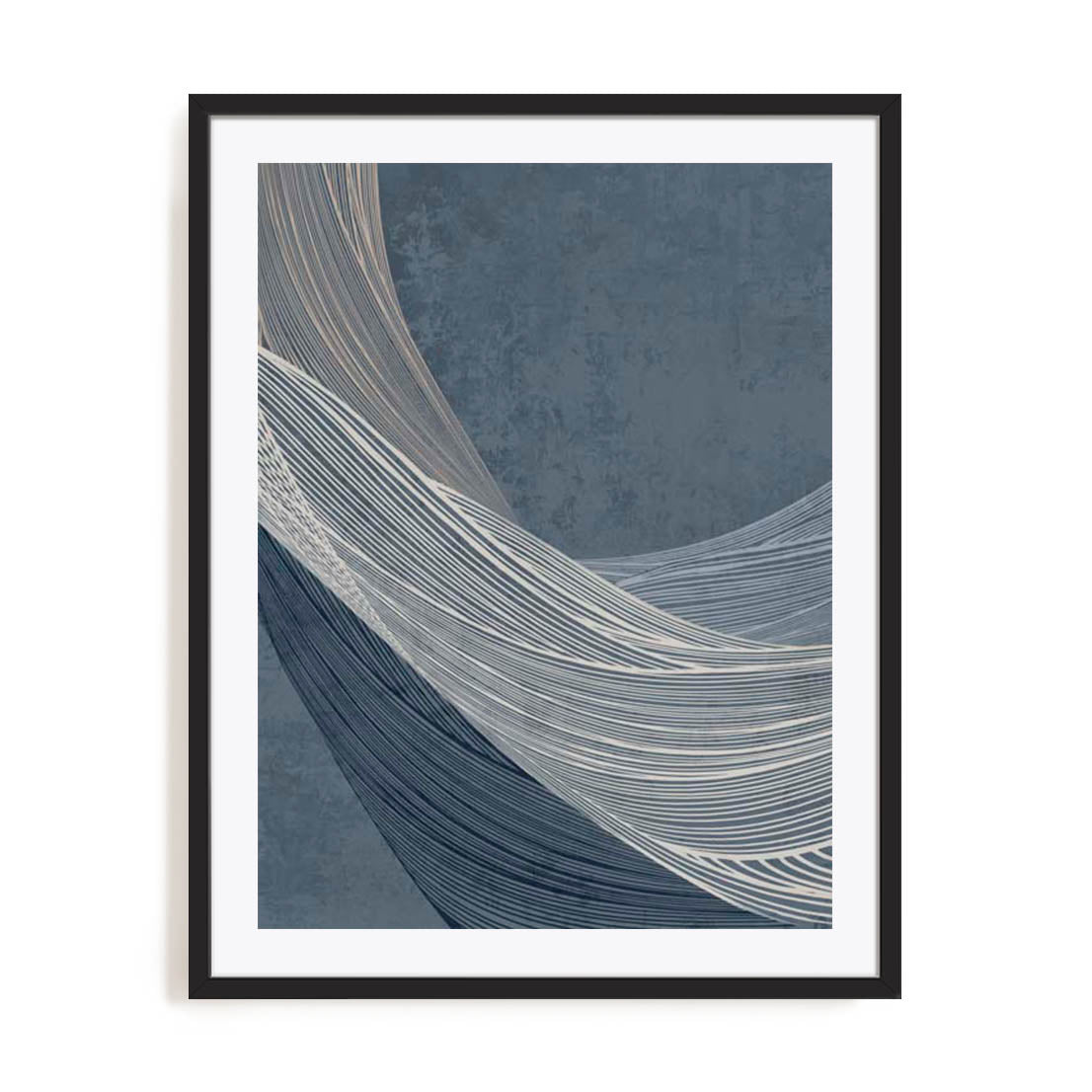 Wall Art Print Poster In Black Frame - Indigo Threads Ii Abstract Art