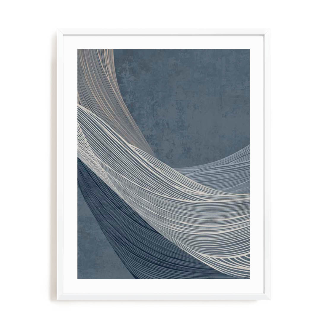 Wall Art Print Poster In White Frame - Indigo Threads Ii Abstract Art