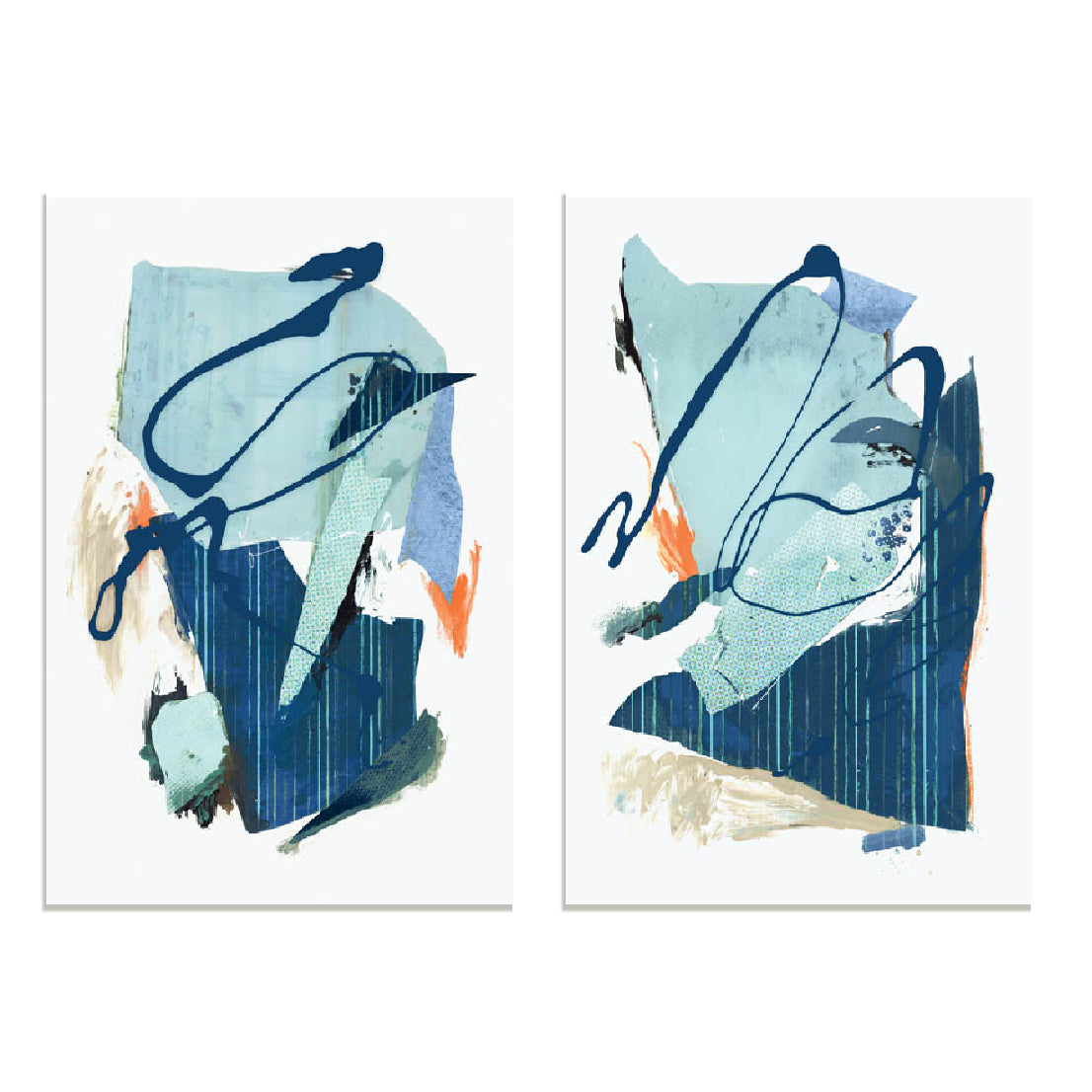 Gesture In Blue I And II Wall Art