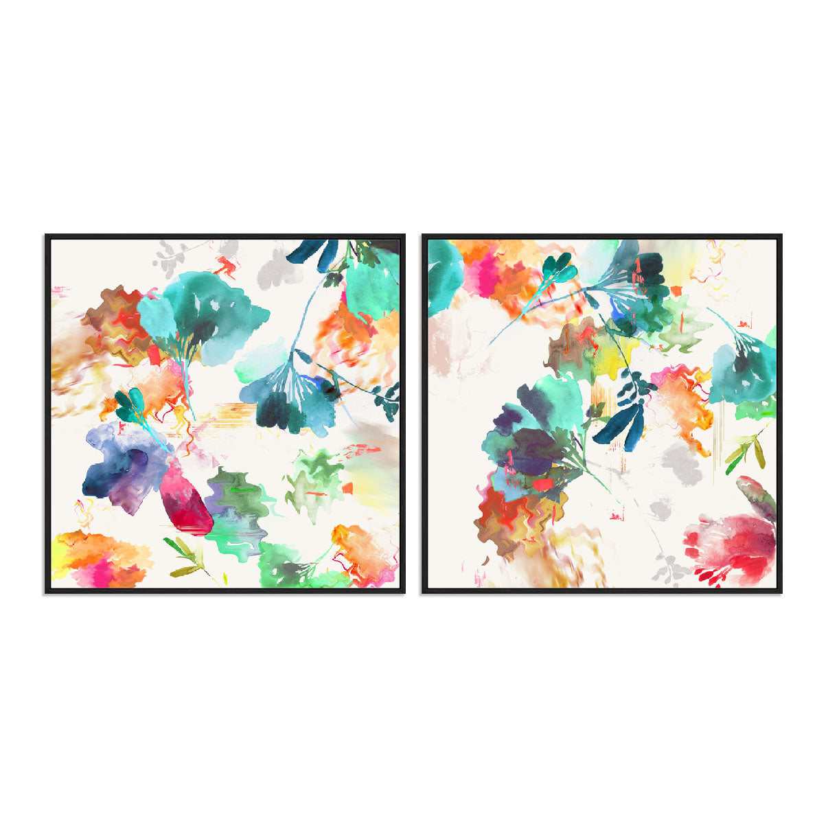 Glitchy Floral I and II Wall Art