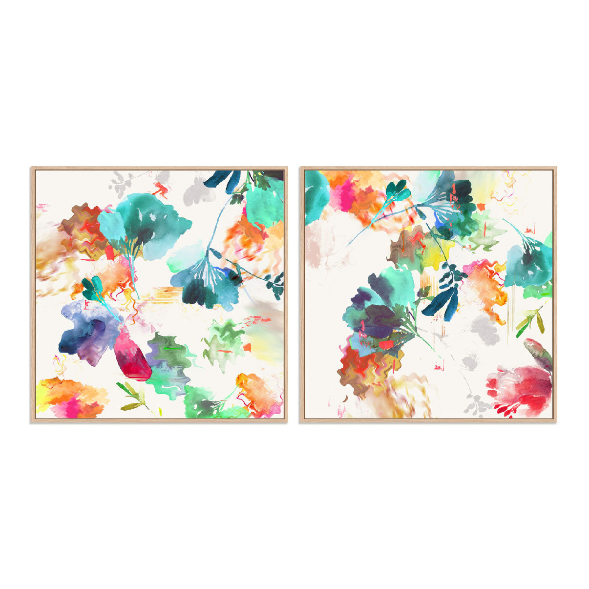 Glitchy Floral I and II Wall Art
