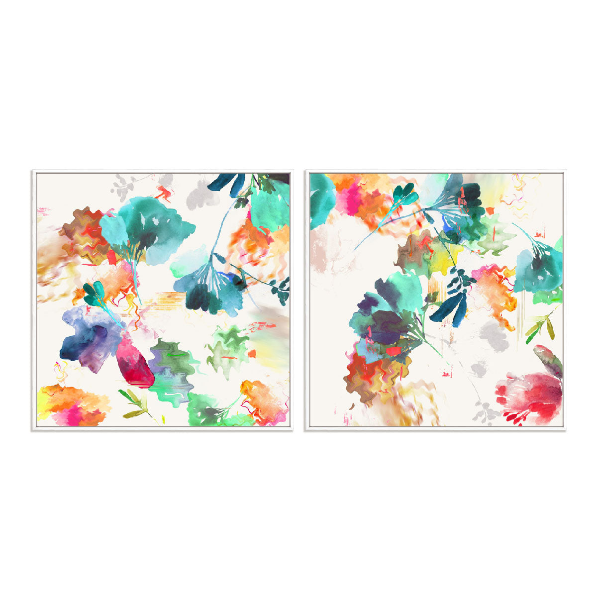 Glitchy Floral I and II Wall Art