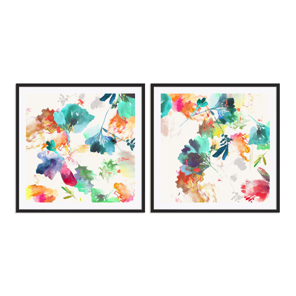 Glitchy Floral I and II Wall Art