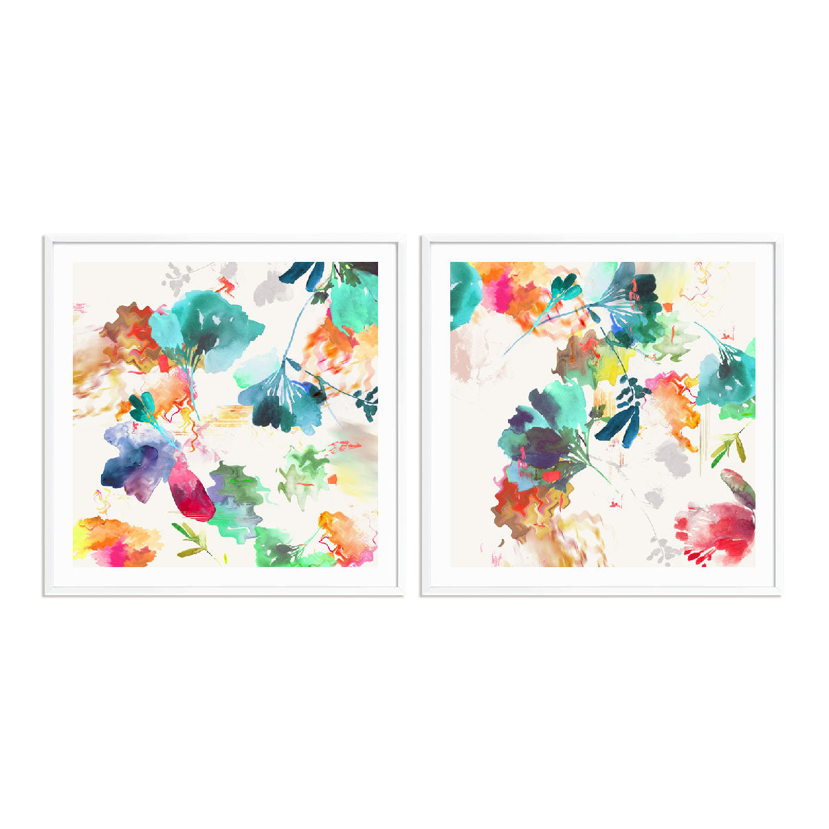 Glitchy Floral I and II Wall Art