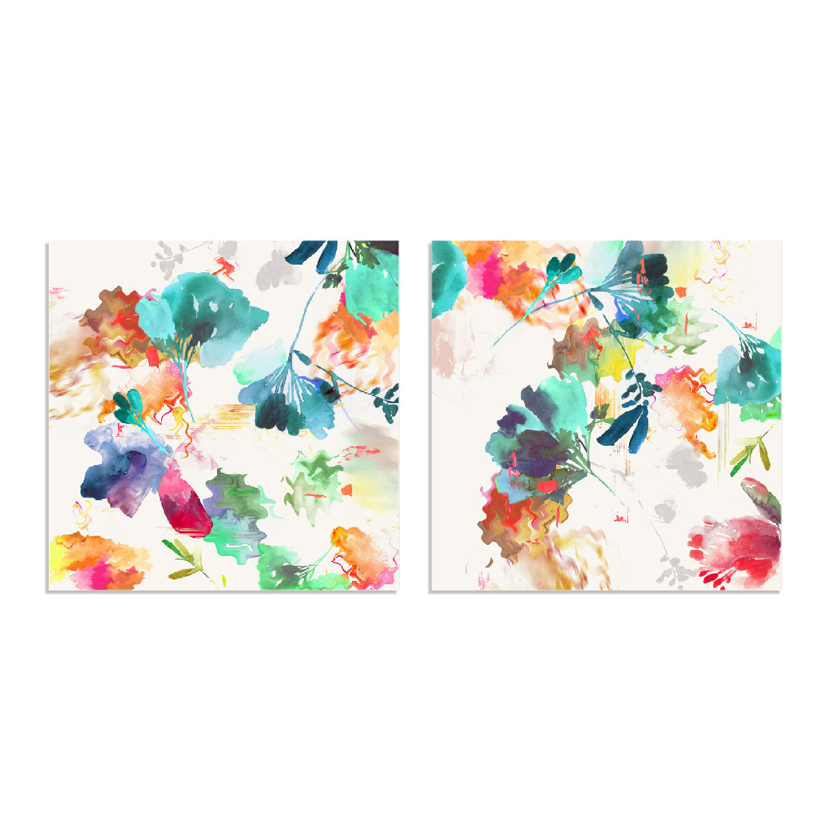 Glitchy Floral I and II Wall Art