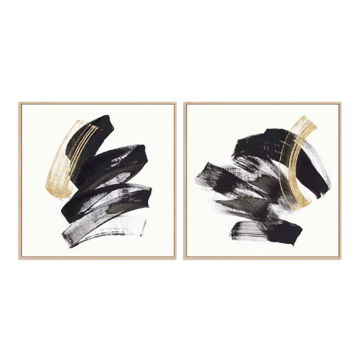 Golden Brushstroke I And II Wall Art