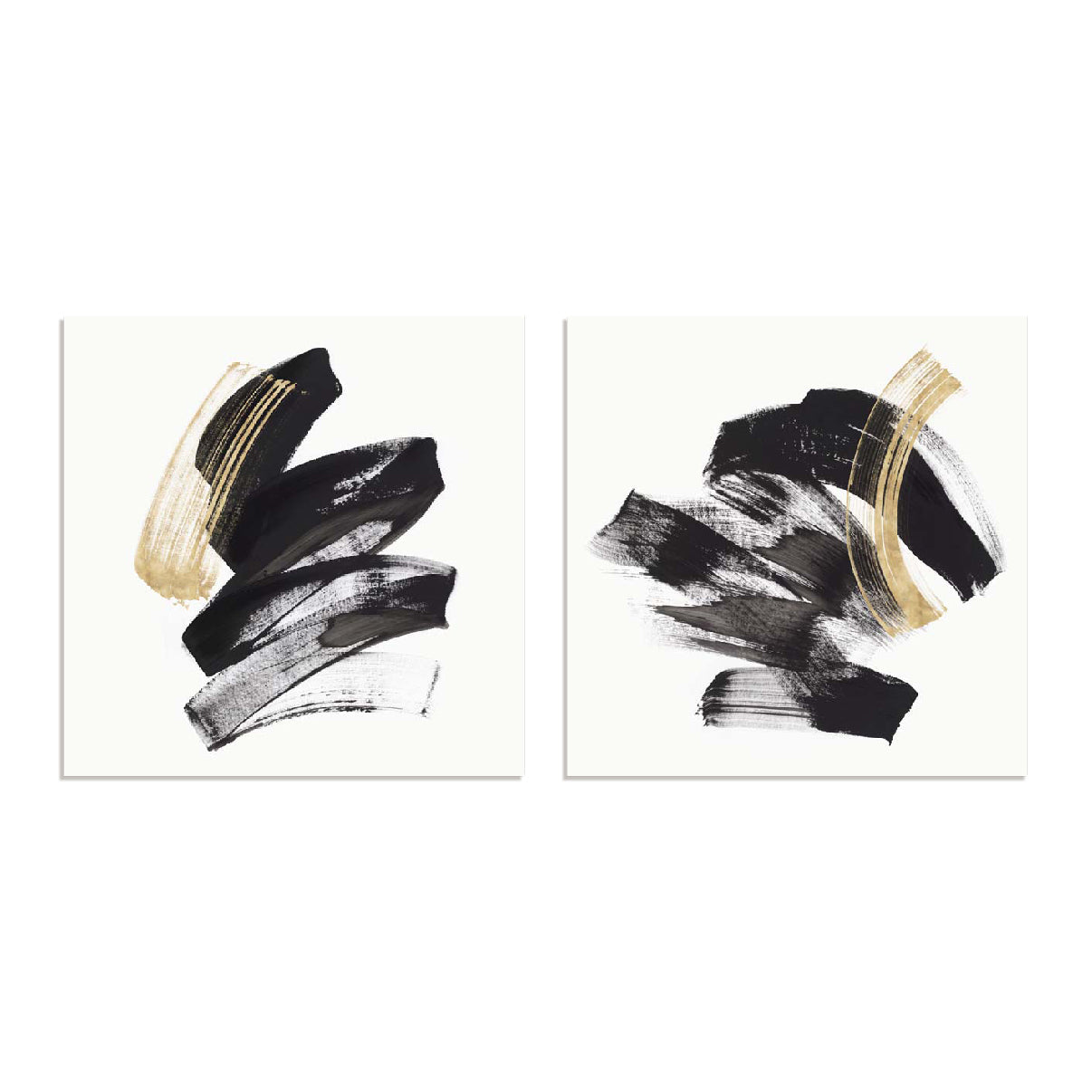 Golden Brushstroke I And II Wall Art