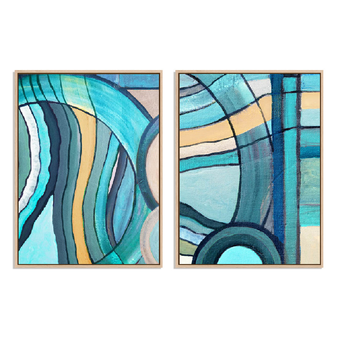 Waves In Blue I And II Wall Art