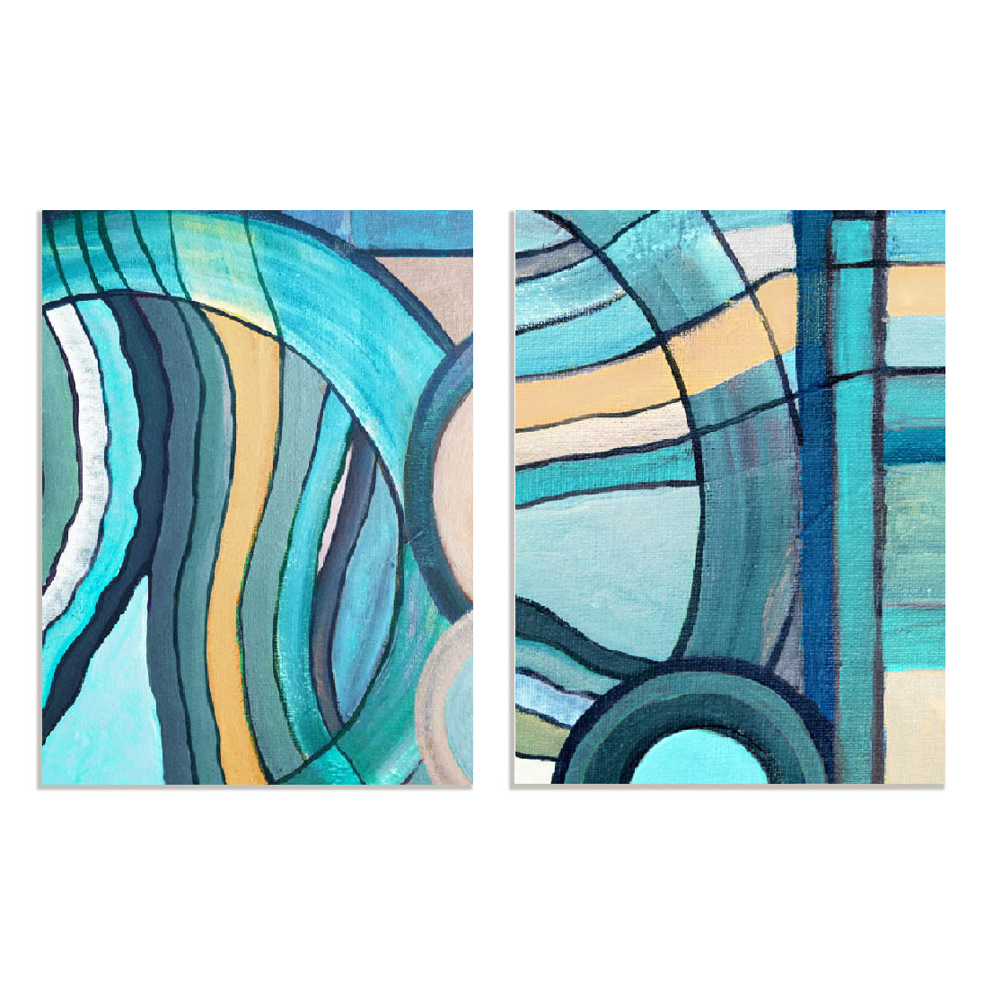 Waves In Blue I And II Wall Art