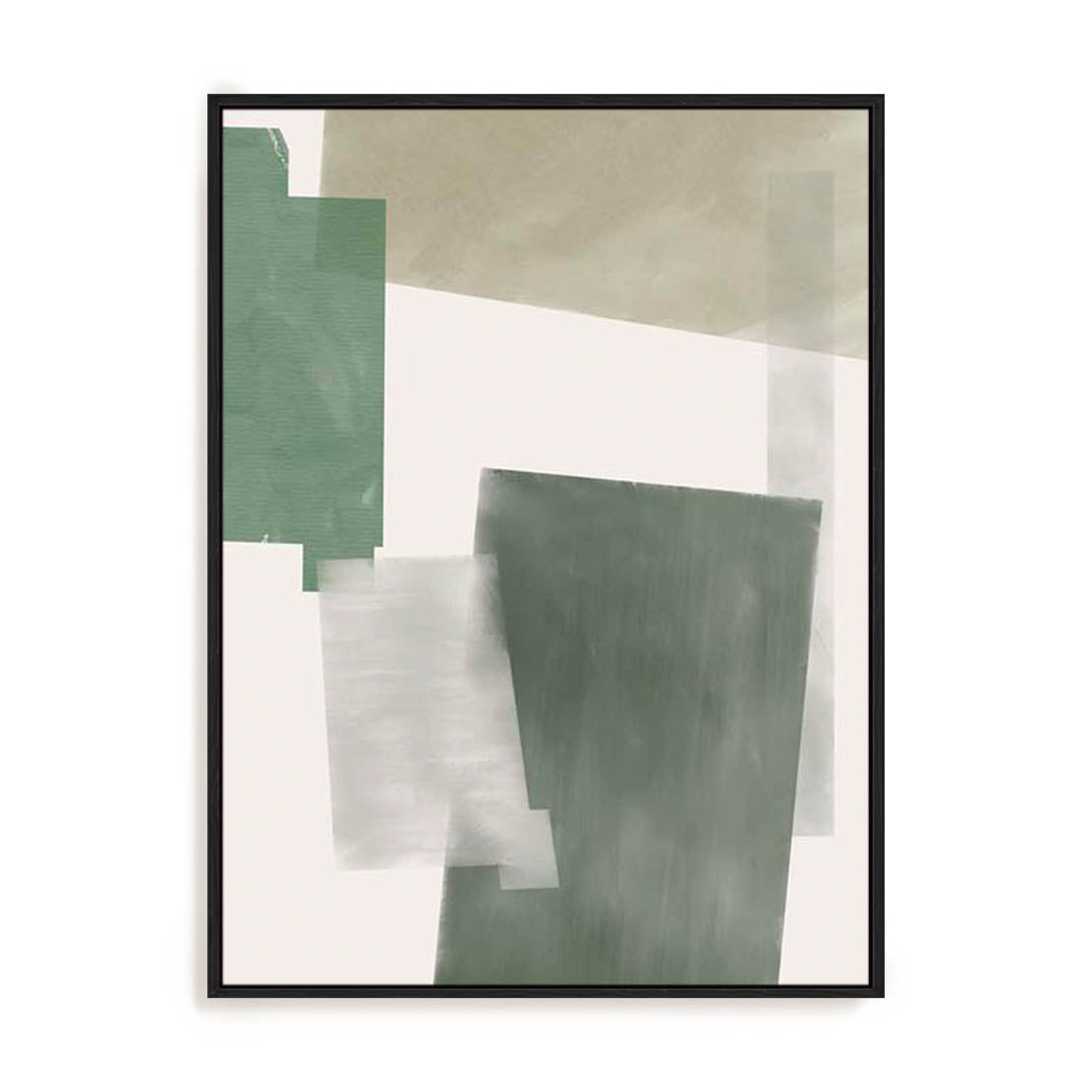 Wall Art Stretched Canvas In Black Frame - Verdant Strata I Abstract Art