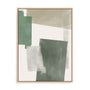 Wall Art Stretched Canvas In Natural Oak  Frame - Verdant Strata I Abstract Art