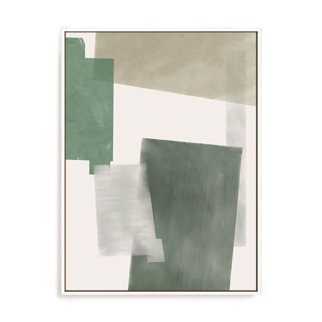 Wall Art Stretched Canvas In White  Frame - Verdant Strata I Abstract Art