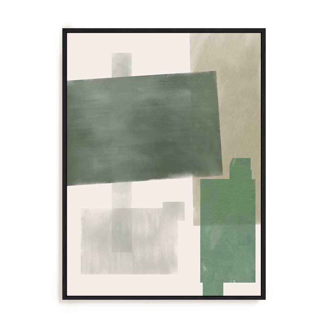Wall Art Stretched Canvas In Black Frame - Verdant Strata Ii Abstract Art