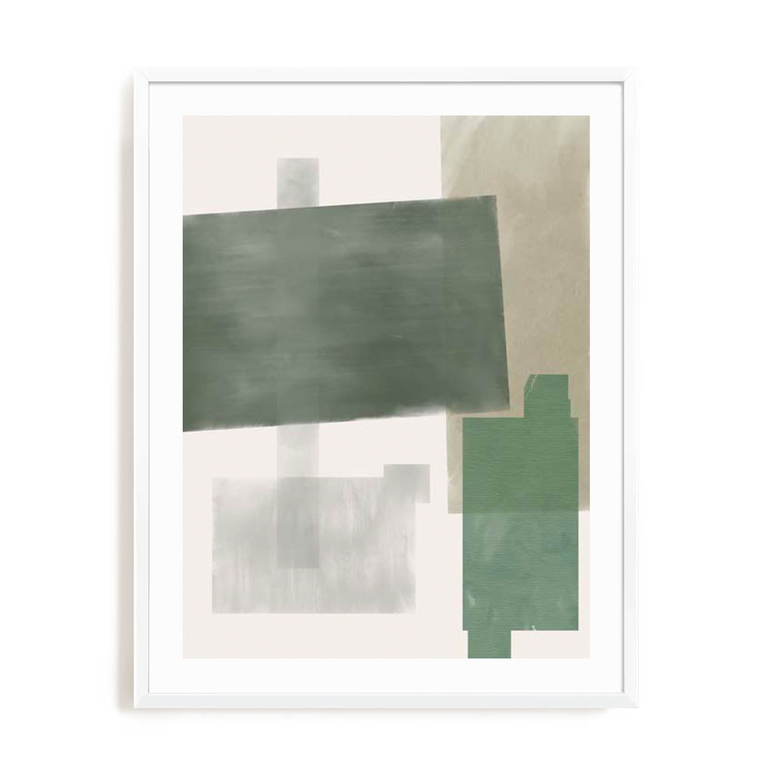 Wall Art Print Poster In White Frame - Verdant Strata Ii Abstract Art