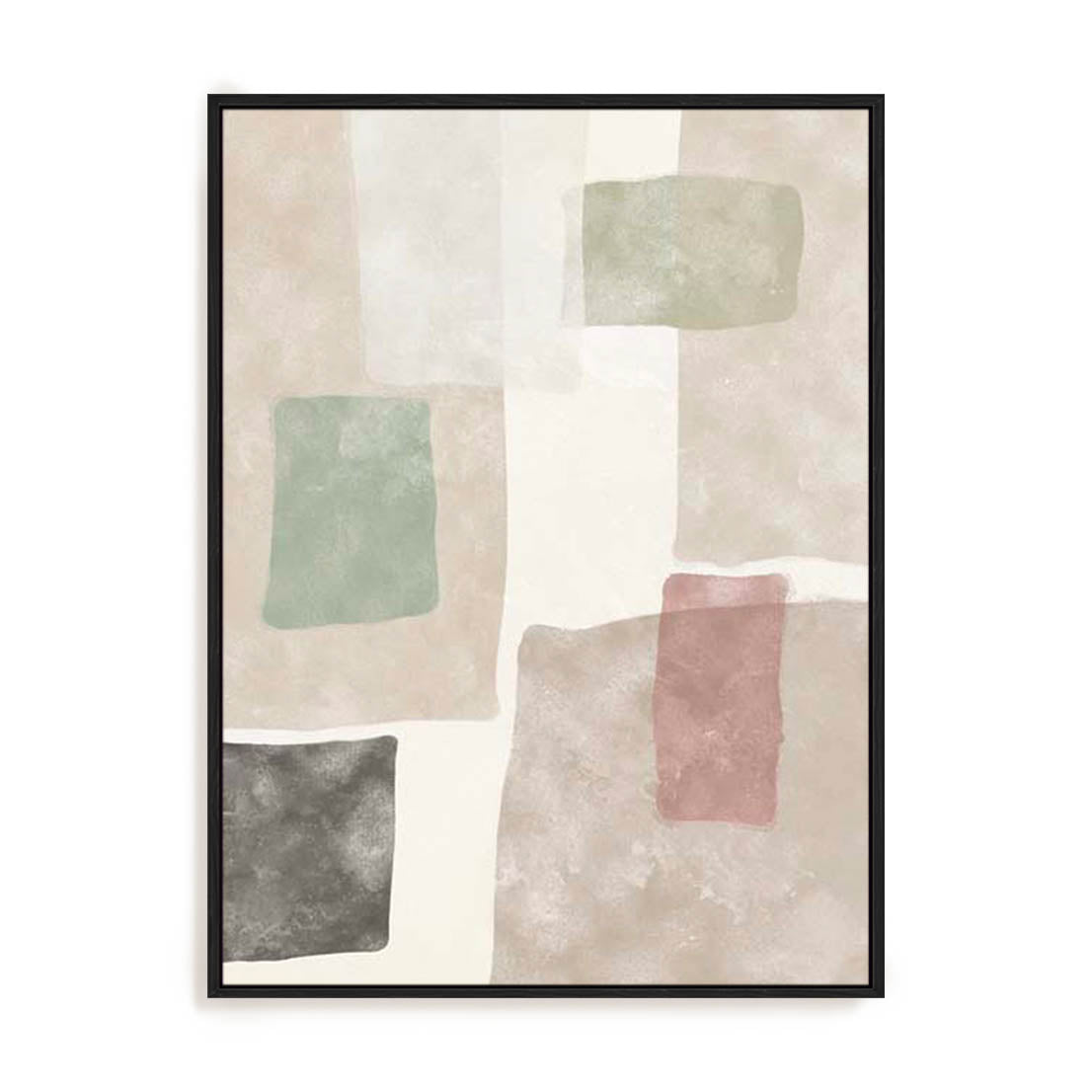 Wall Art Stretched Canvas In Black Frame - Soft Segments I Abstract Art
