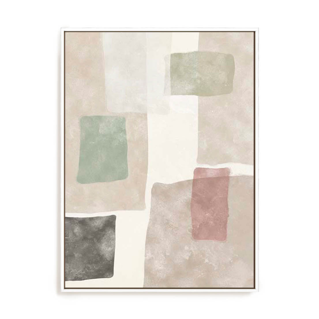 Wall Art Stretched Canvas In White  Frame - Soft Segments I Abstract Art