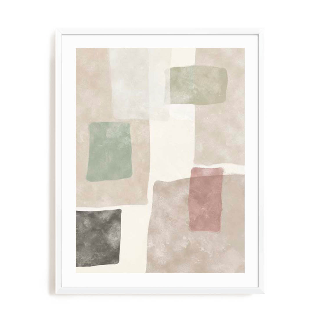 Wall Art Print Poster In White Frame - Soft Segments I Abstract Art