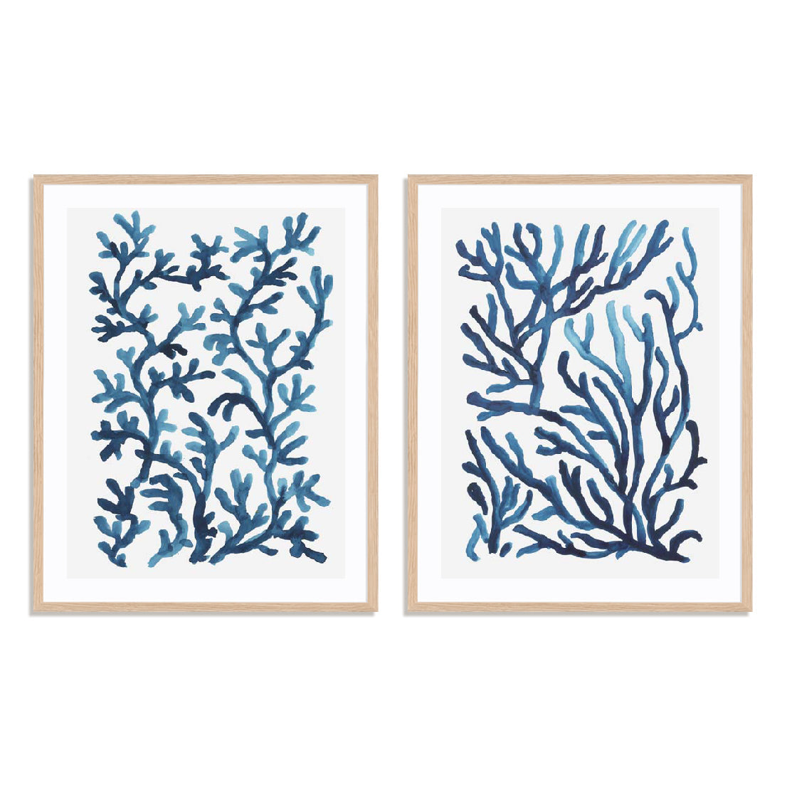 Blue Sea Coral I and II Wall Art