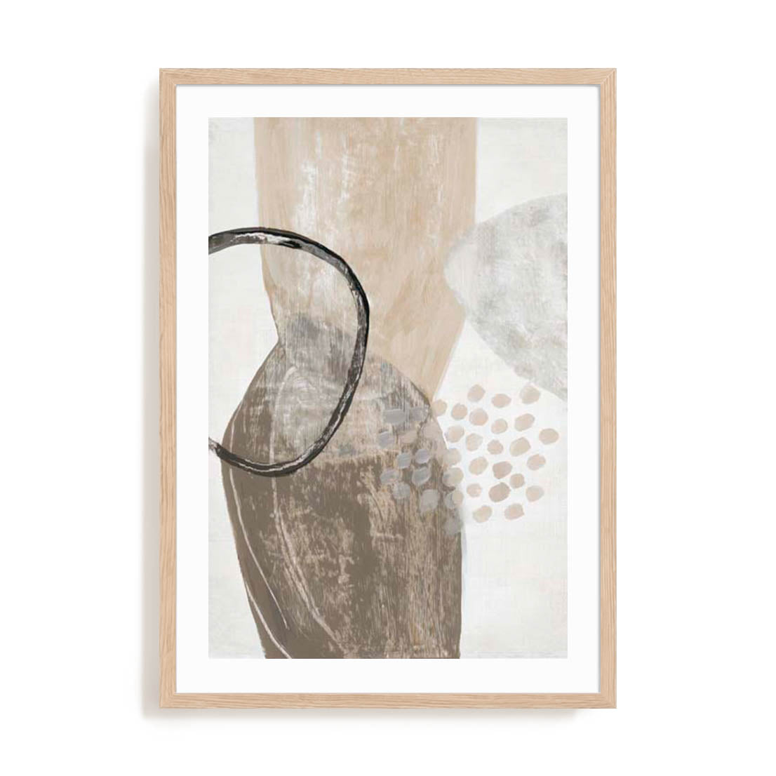 Wall Art Print Poster In Natural Oak Frame - Chasing Light I Abstract Art