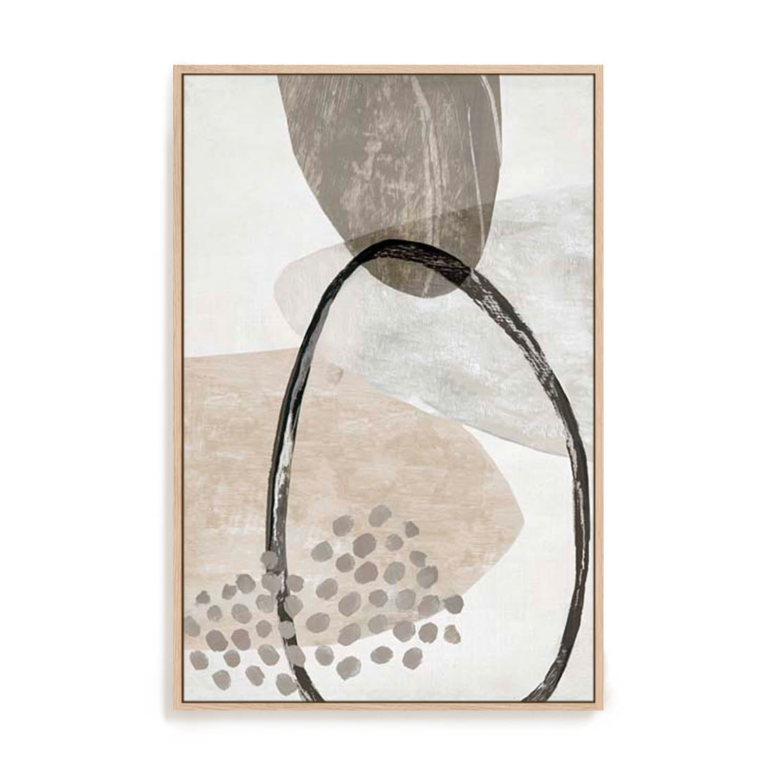 Wall Art Stretched Canvas In Natural Oak  Frame - Chasing Light Ii Abstract Art