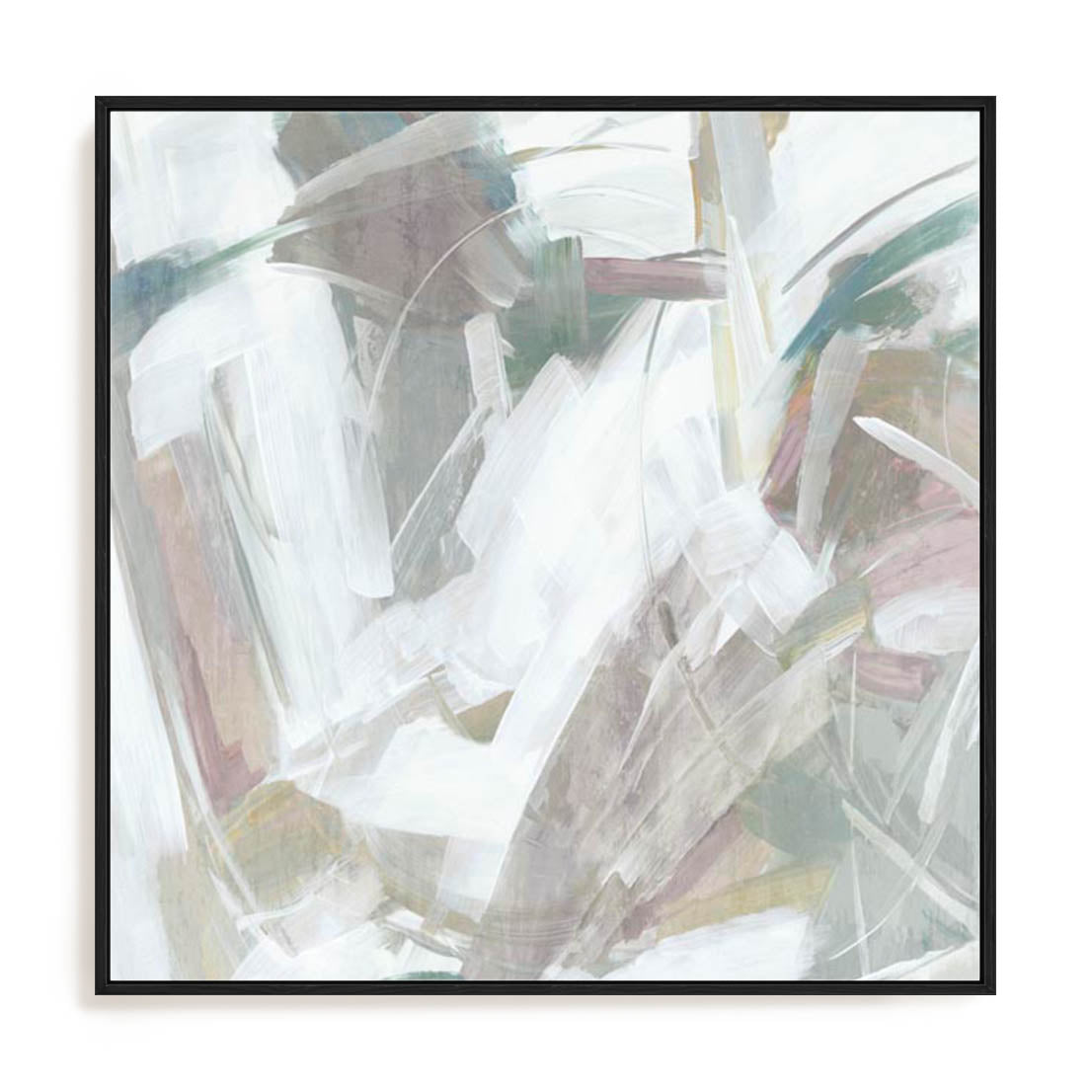 Wall Art Stretched Canvas In Black Frame - Muted Harmony I Abstract Art