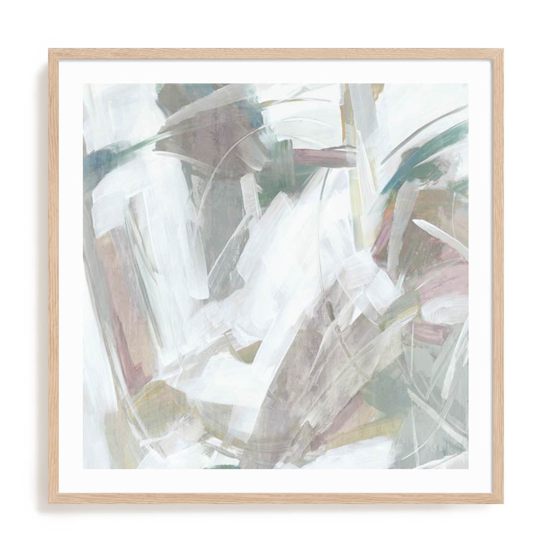 Wall Art Print Poster In Natural Oak Frame - Muted Harmony I Abstract Art